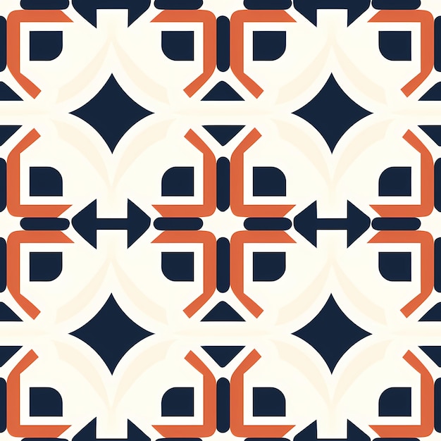 un motif bleu et orange avec le mot « flèches » sur fond blanc.