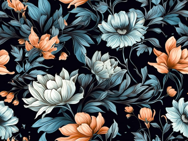 Motif botanique sans soudure fleurs illustration fond d'écran design AI générative