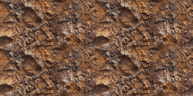 Motif de boue fissurée sans couture illustration de texture de terre sèche carrelable idéale pour la conception de jeux vidéo