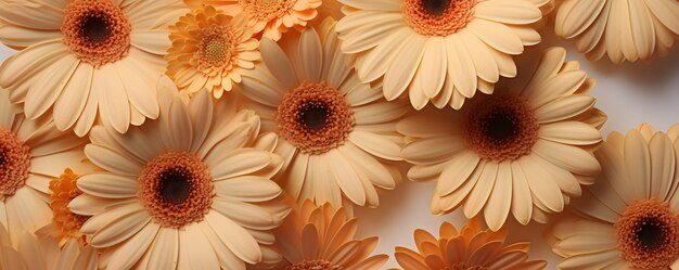 Motif de bourgeons de fleurs de gerber orange pâle vue de dessus plate composition florale minimale