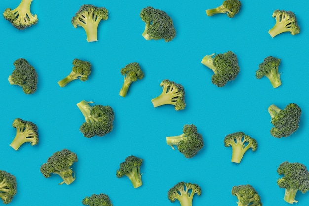 motif de brocoli sur fond bleu