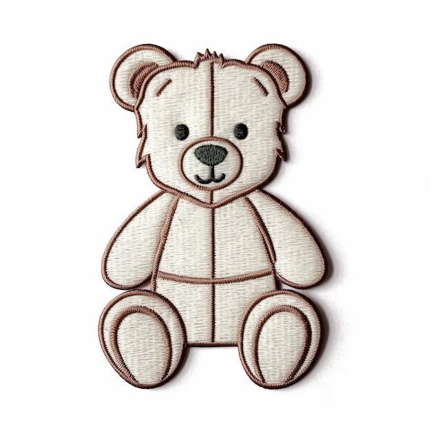 Motif de broderie ours en peluche sur fond blanc