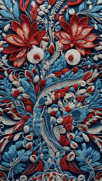 Un motif de broderie traditionnel mexicain avec des motifs floraux complexes et délicats