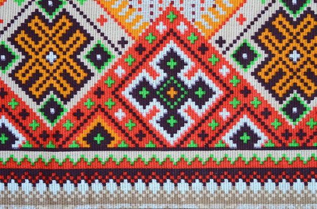 Motif de broderie tricoté art populaire ukrainien traditionnel sur tissu