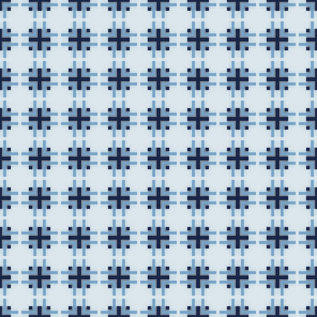 Motif à carreaux bleu et blanc avec un motif de carrés et le mot losange en bas.