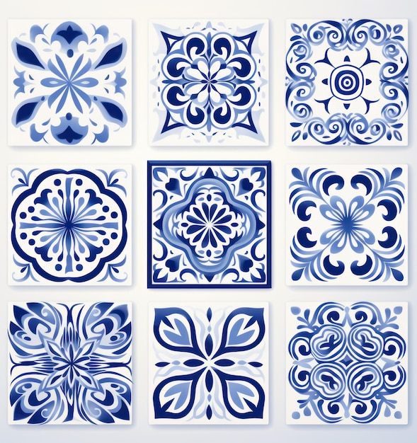 Un motif de carreaux bleus en aquarelle