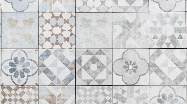 Photo motif de carreaux géométriques azulejo portugais espagnol rétro vieux carreaux mosaïque conception de fond sans couture méditerranéenne