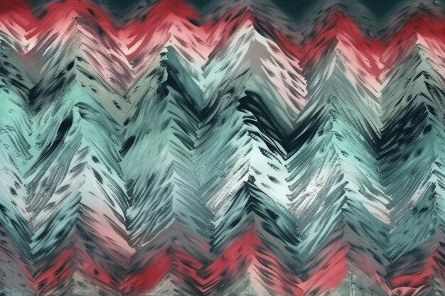 Motif chevron dans les couleurs rouges et vertes Generative AI