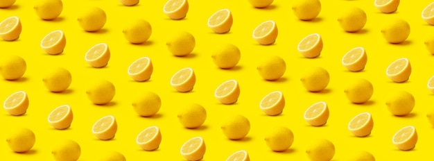 Motif citron sur fond jaune, image panoramique