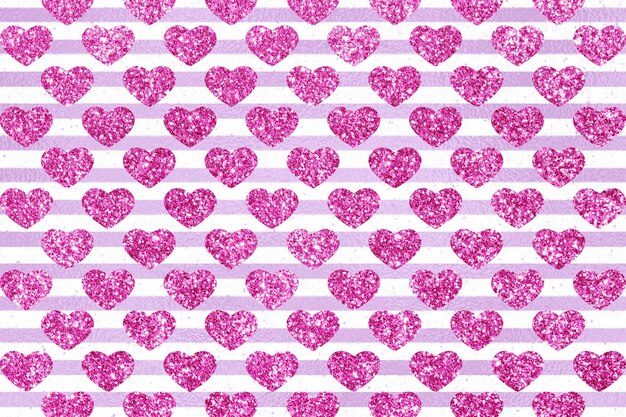 Motif de coeur rayé rose scintillant