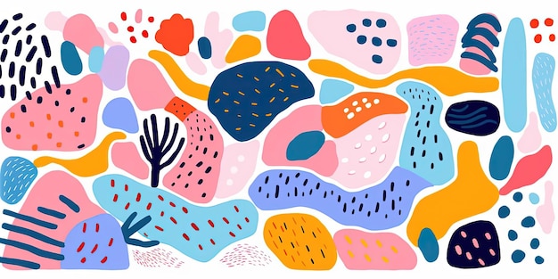 un motif coloré avec beaucoup de lignes et de formes dans le style des champs de coups de pinceau