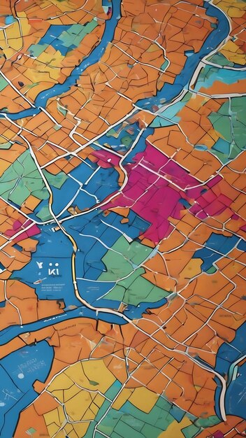 Un motif coloré avec une carte et un marqueur dessus