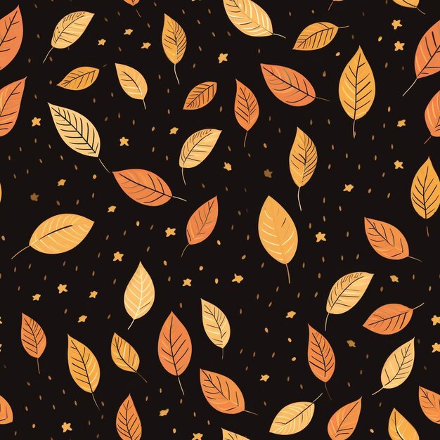 Un motif coloré avec des feuilles d'automne et des étoiles.