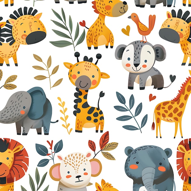 un motif coloré avec des girafes et des girafes