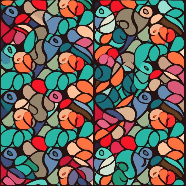 Un motif coloré avec le mot poisson.
