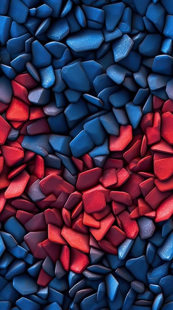 Un motif coloré de pierres rouges et bleues