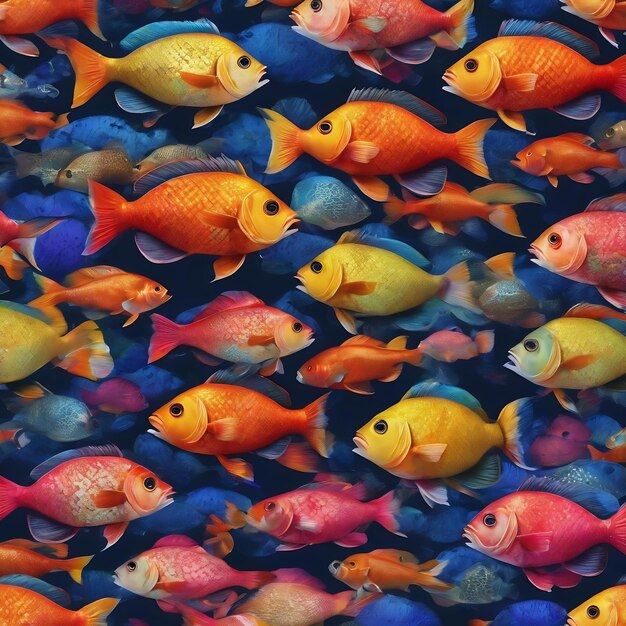 Photo un motif coloré avec un poisson et un poisson