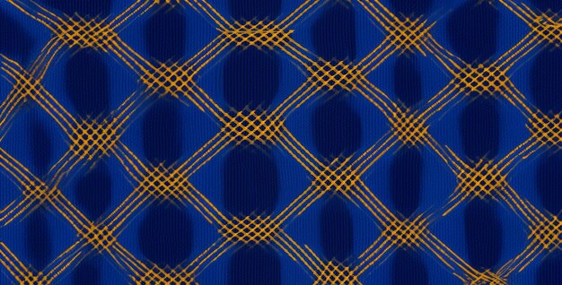 un motif de contrôle bleu cobalt et or Tricotage Textil