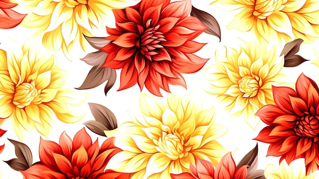 motif de couleur de l'eau florale Dahlia sans couture sur fond blanc