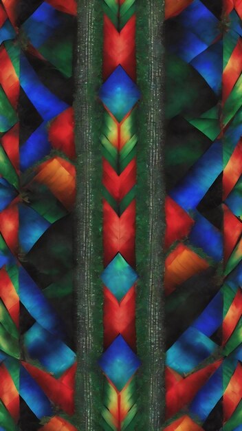 Un motif avec des couleurs rouges, bleues, vertes et noires