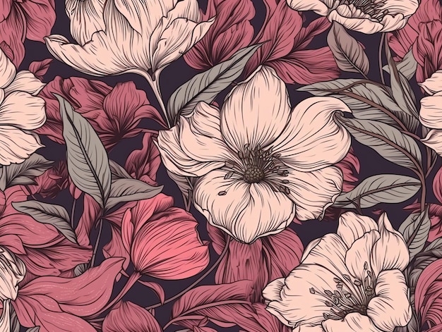 motif de coutures fleurs roses fond pour la chaîne textile et du papier