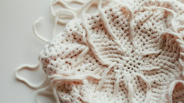 Photo motif de crochetage simple en laine blanche