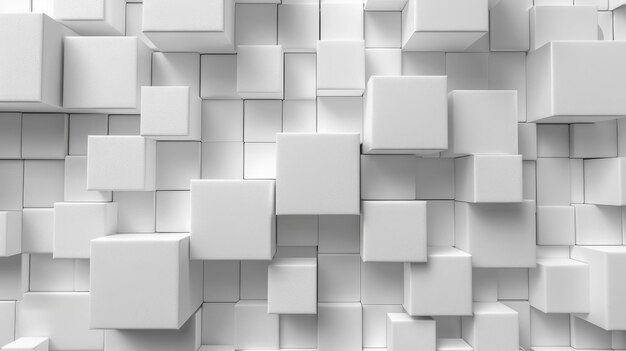 Photo un motif avec des cubes 3d mosaïque abstraite de carrés blancs