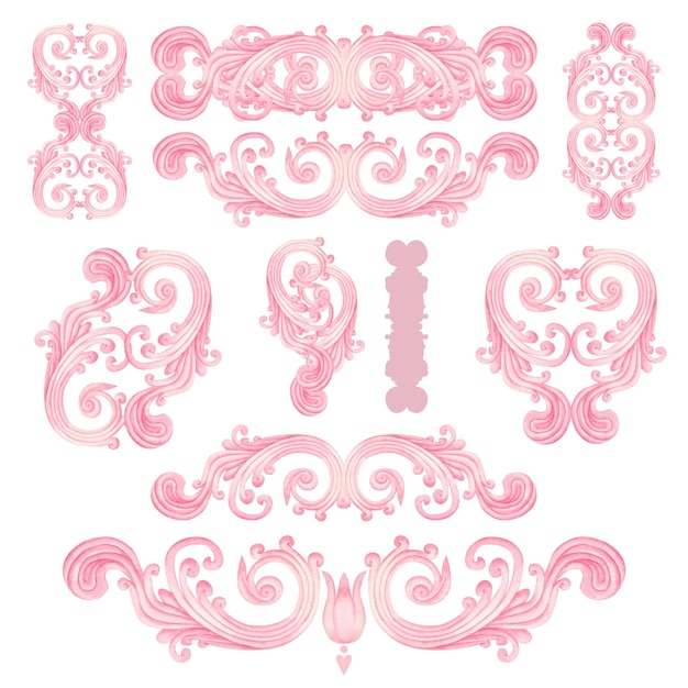 Motif de dentelle rose aquarelle pour le cadre de bord design de bannière pour le mariage anniversaire de la Saint-Valentin