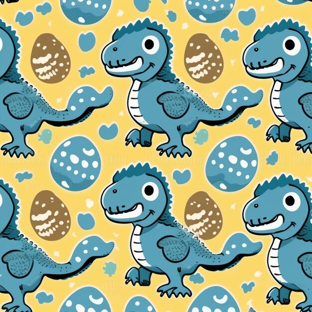 Un motif de dinosaure bleu avec un œuf blanc et les mots t rex dessus.