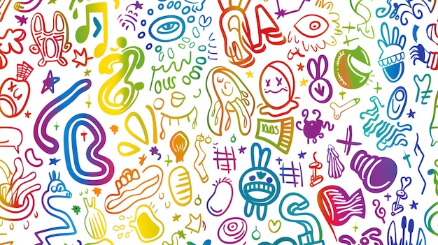 Photo un motif de doodle sans couture coloré et ludique pour les espaces créatifs