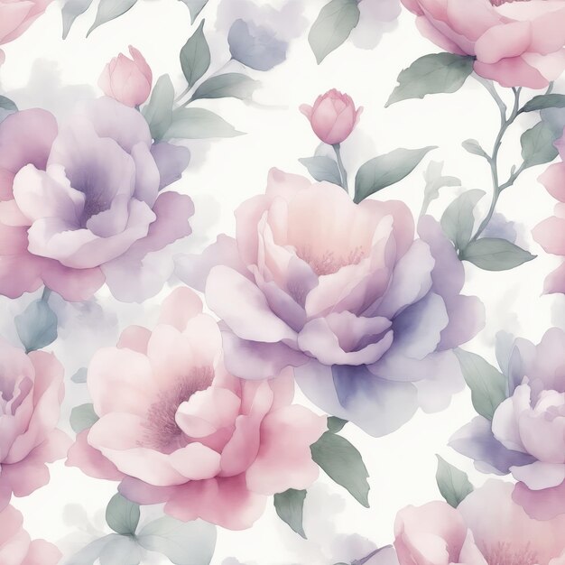 Motif doux de fleurs 3D dans un style aquarelle