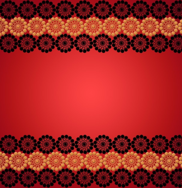 motif élégant de lacets marron sur le rouge Carte rouge à la mode Carte pour différents événements sur le fond rouge Place pour le texte