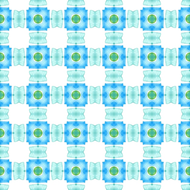 Motif ethnique peint à la main. Design d'été bohème chic et animé vert. Impression étonnante prête pour le textile, tissu de maillot de bain, papier peint, emballage. Motif de bordure ethnique d'été aquarelle.