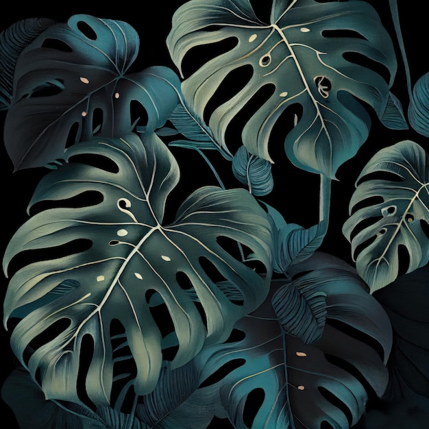 Motif Feuille De Palmier Fond Jungle Luxuriante Feuillage Tropique Exotique Feuilles De Palmier Illustration Abstraite AI Générative