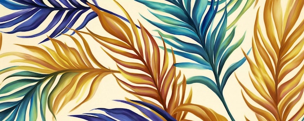 Motif de feuilles tropicales aquarelle Jungle Elegance avec une touche artistique IA générative