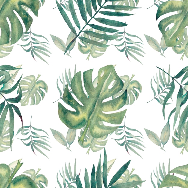 Motif de feuilles tropicales sans couture aquarelle