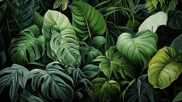 Photo motif avec des feuilles tropicales