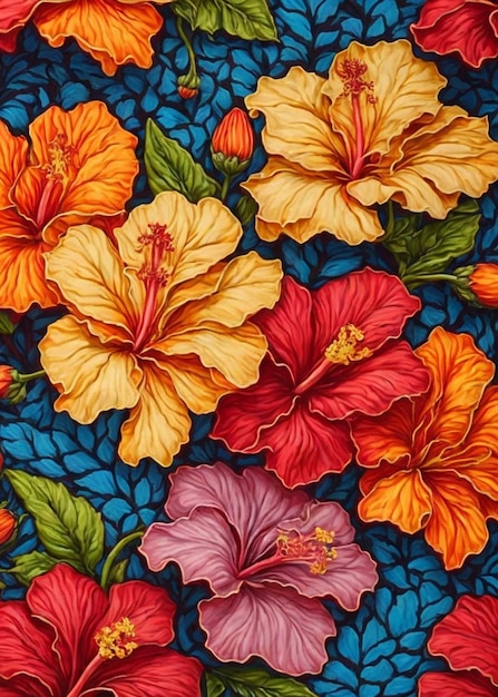 motif fleur d'hibiscus