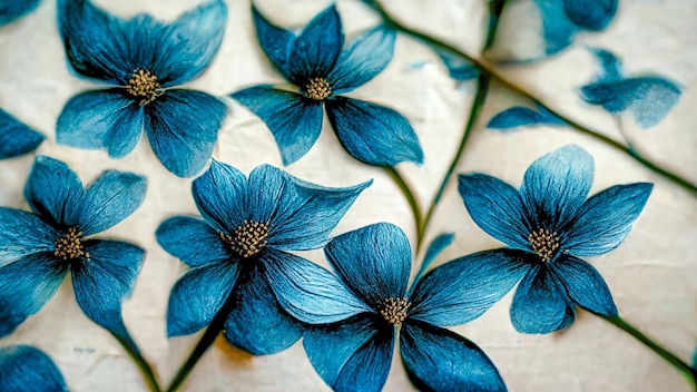 Motif de fleurs bleues