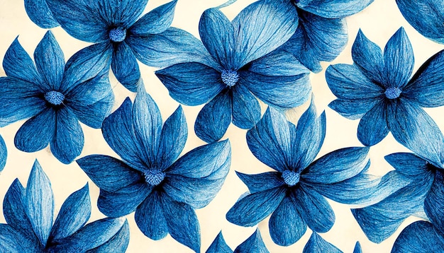 Motif de fleurs bleues