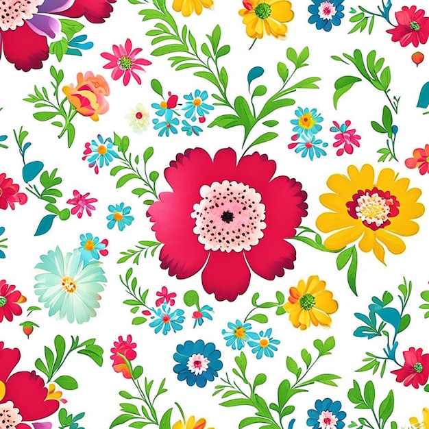 Motif de fleurs colorées sur fond blanc