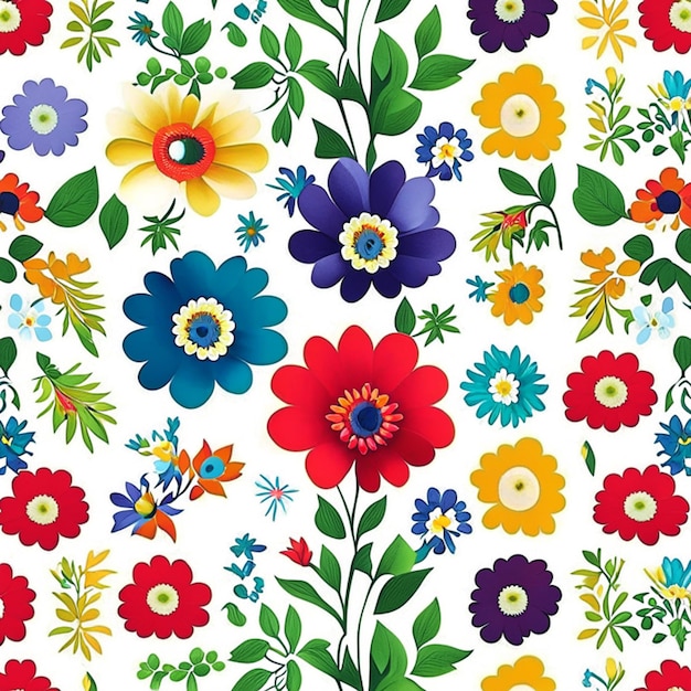 Motif de fleurs colorées sur fond blanc