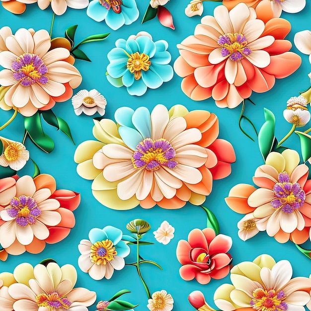 motif de fleurs colorées sans soudure motif répétitif génératif par ai