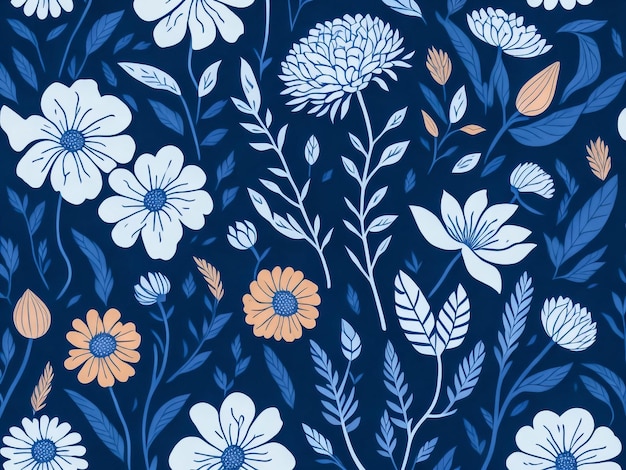 Motif de fleurs pressées à plat bio Fleurs colorées à l'aquarelle sans couture