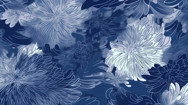 Motif floral abstrait shibori Modèle sans couture avec technologie IA générative