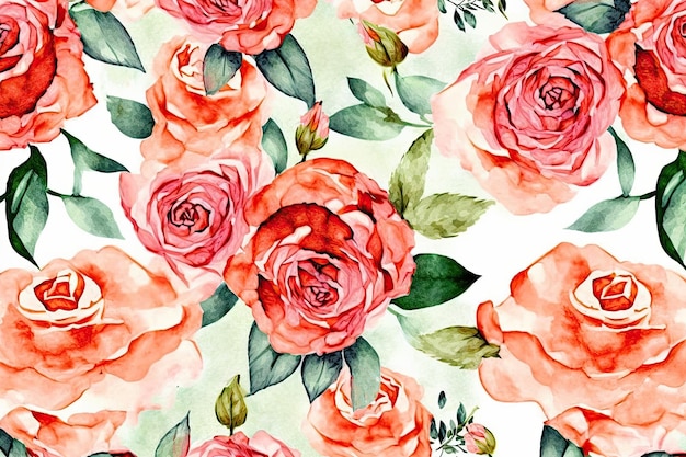 Motif floral AI génératif avec illustration aquarelle pastel roses