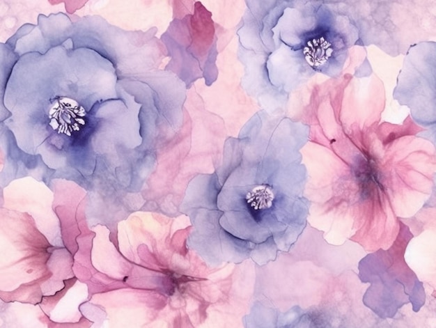 Un motif floral aquarelle avec des fleurs roses.