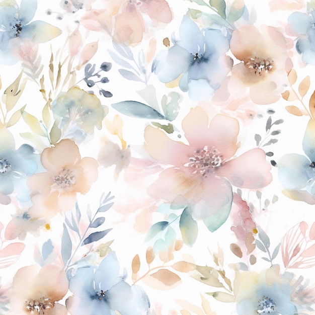 Un motif floral aquarelle avec des fleurs.