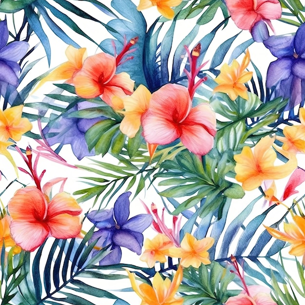 Motif floral aquarelle Illustration AI GenerativexA