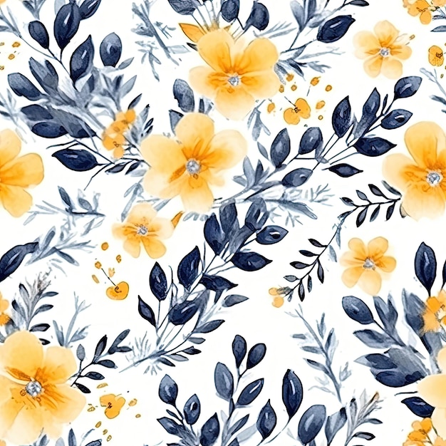 Motif floral aquarelle Illustration AI GenerativexA